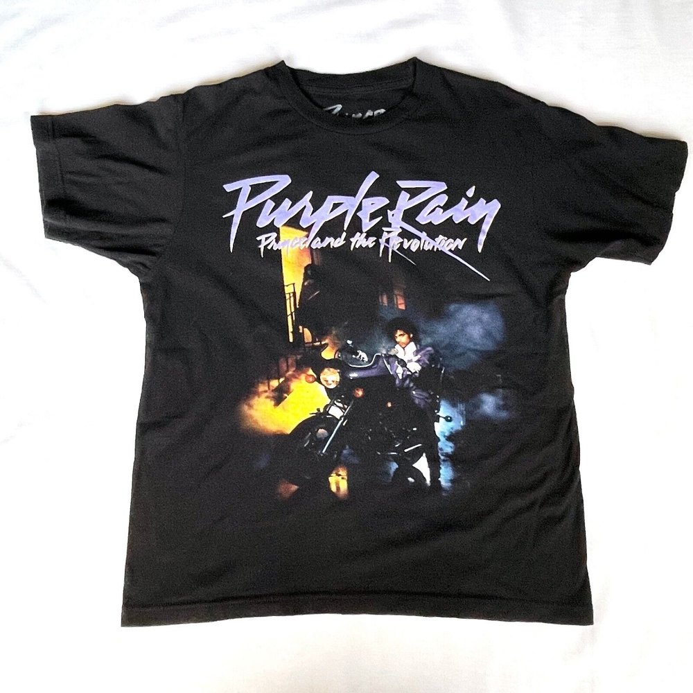 PRINCE and The Revolution Purple Rain Black Short Sleeve T-shirt Unisex Sz Med